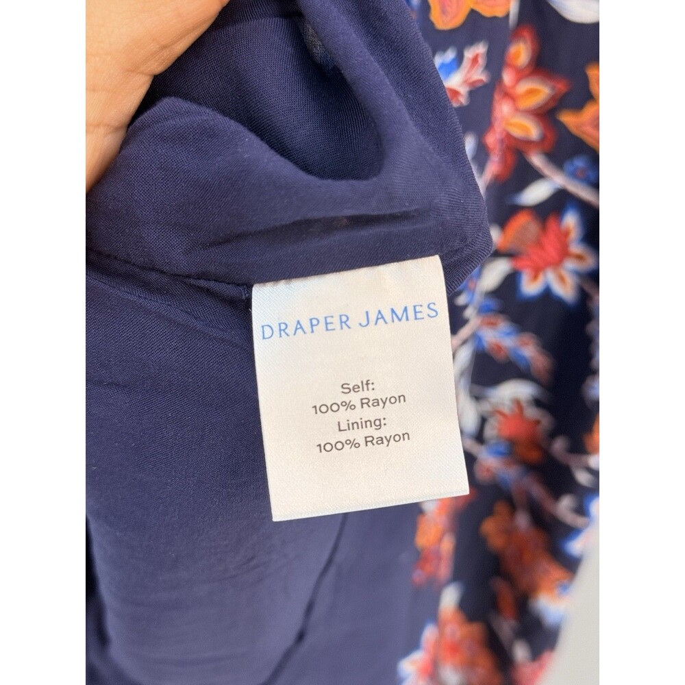 NWT Draper James Womens Midi Dress Sz XL Blue Floral Long Sleeve V Neck Wedding - Picture 11 of 12